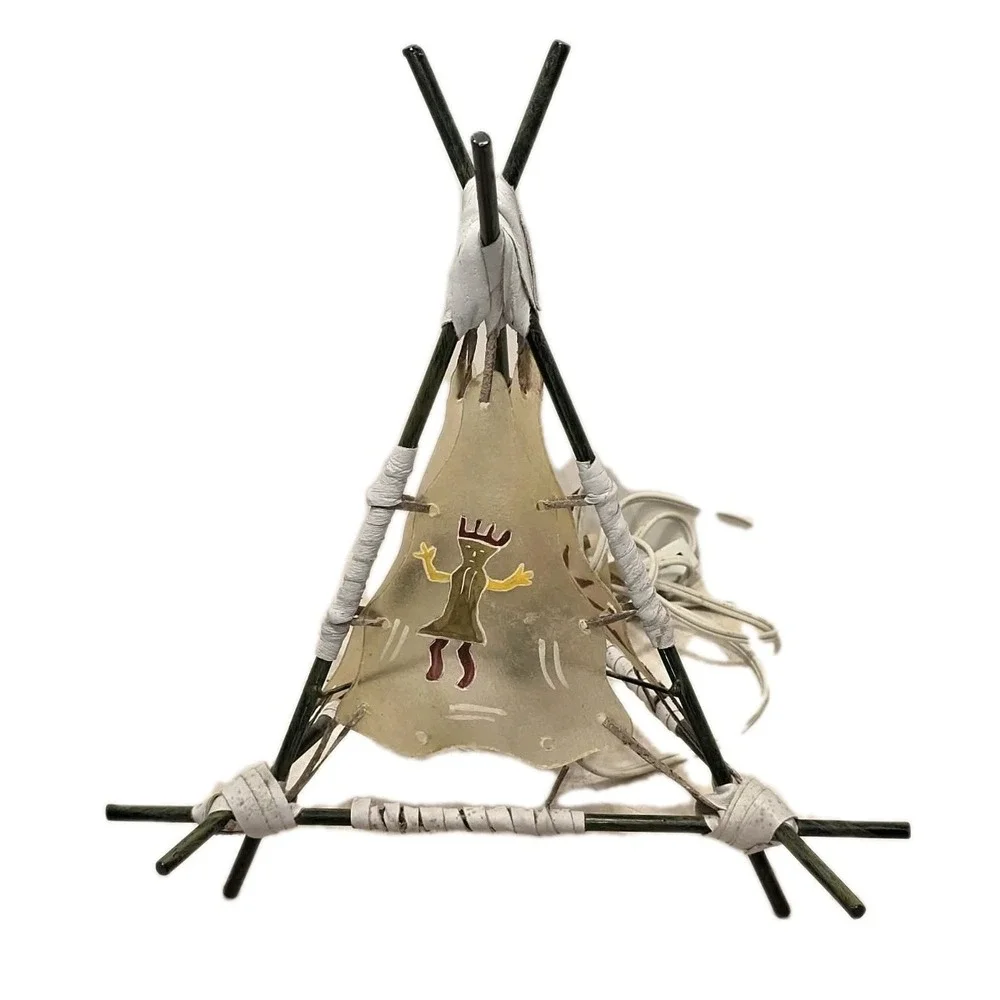 🏕️ Vintage Native American Teepee Lamp EUC Western Southwestern‎ Decor